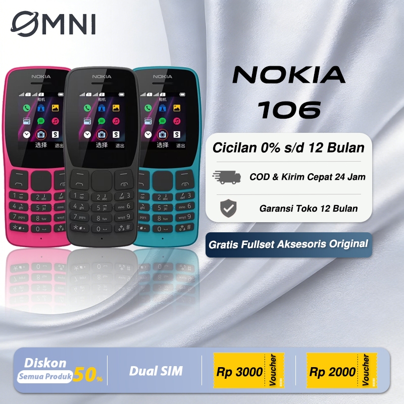 HP Nokia 106 2018 Dual SIM Desain Ergonomis Baterai Awet Baru Original Fullset Garansi Toko 30 Hari