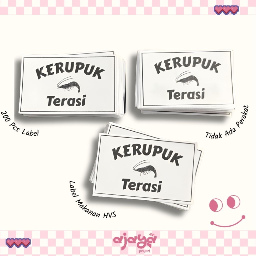 200 Pcs Label Kerupuk / Label Krupuk / Label Makanan / Label Snack HVS
