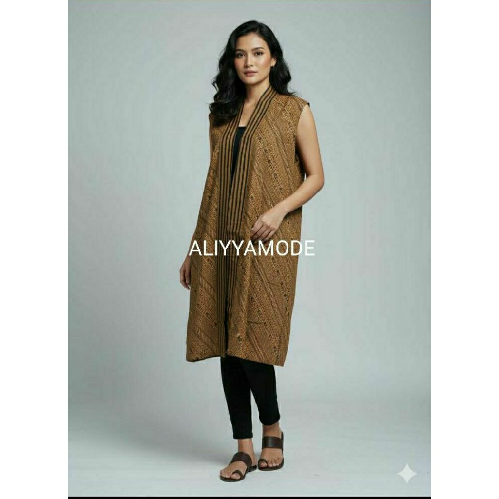 Cardigan Paris Tanpa Lengan Batik Solo Outer Batik Wanita
