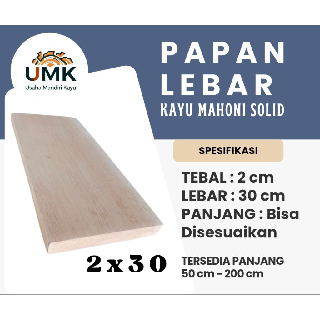 PAPAN AMBALAN | RAK DINDING KAYU LEBAR 30 CM TEBAL 2 CM KAYU MAHONI SOLID