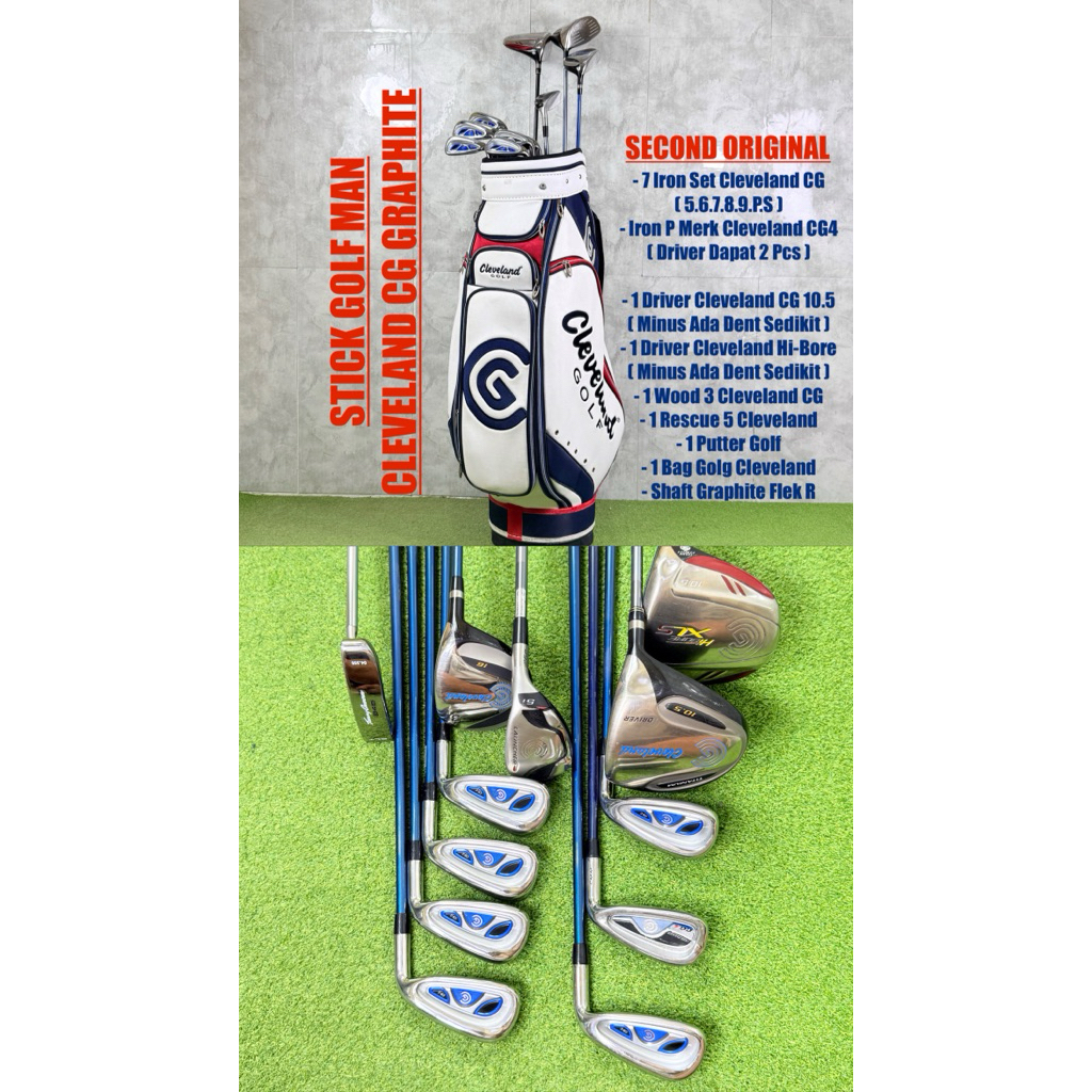 Paket Stick Golf Cleveland CG Fullset Bag Golf Bekas Original