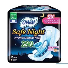 SOFTEX CHARM SAFE NIGHT ISI 9 PIECES / PEMBALUT WANITA