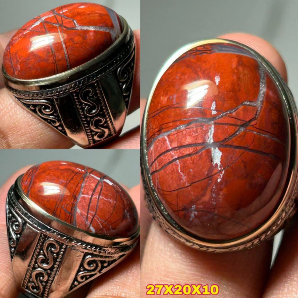 CINCIN BATU AKIK JASPER ATI AYAM TOP MOTIF COLOUR
