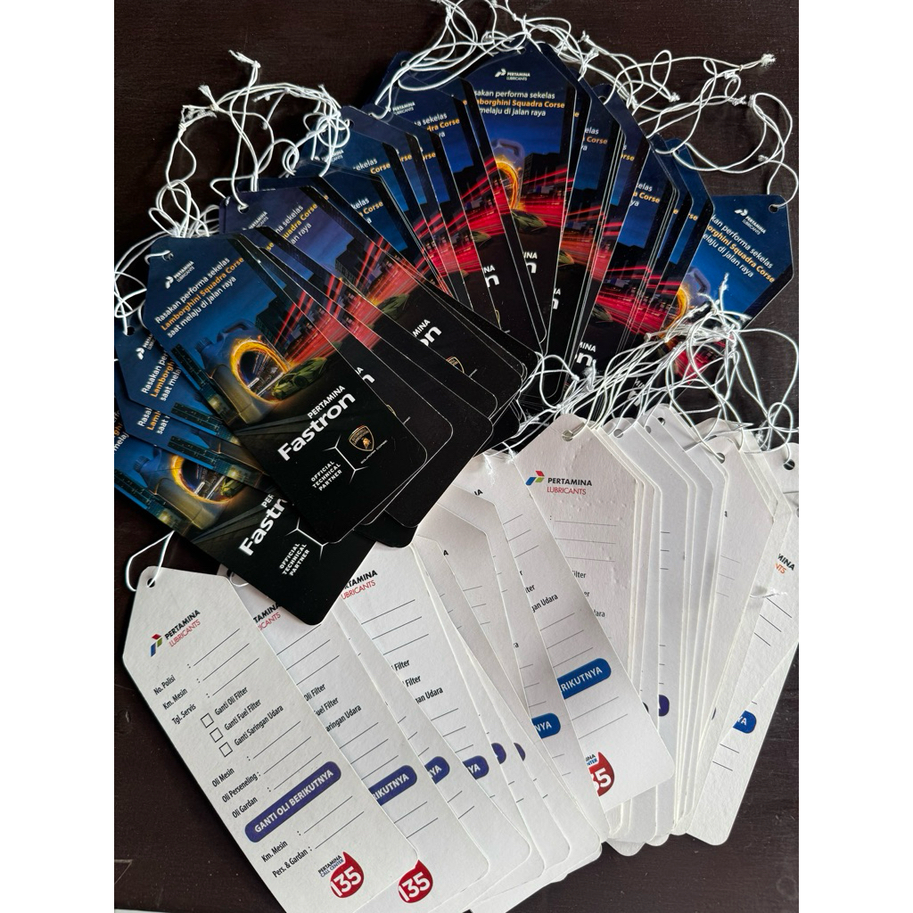 Kertas Ganti Oli Pertamina Fastron Techno / Gantungan Kilometer Oli Mobil