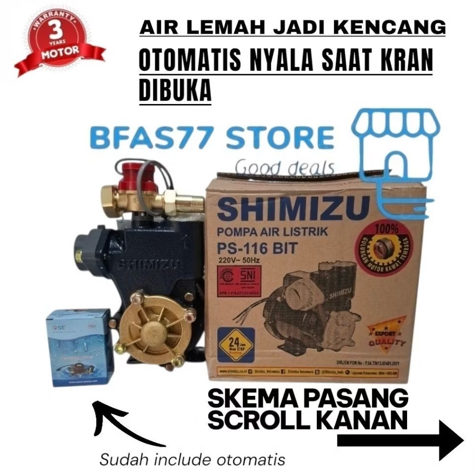 Pompa pendorong air Shimizu otomatis flow switch booster pump
