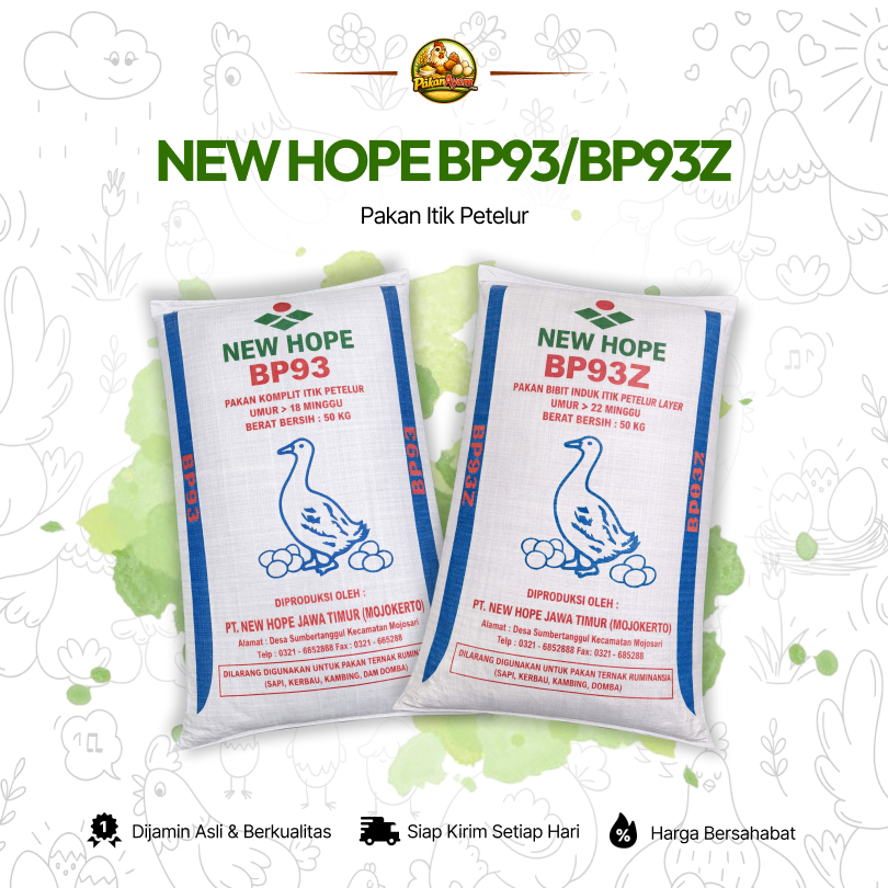New Hope BP93/BP93Z - Pakan Komplit Itik Petelur Masa Produksi (Umur > 18 Minggu) | 20KG - 50KG | Pa