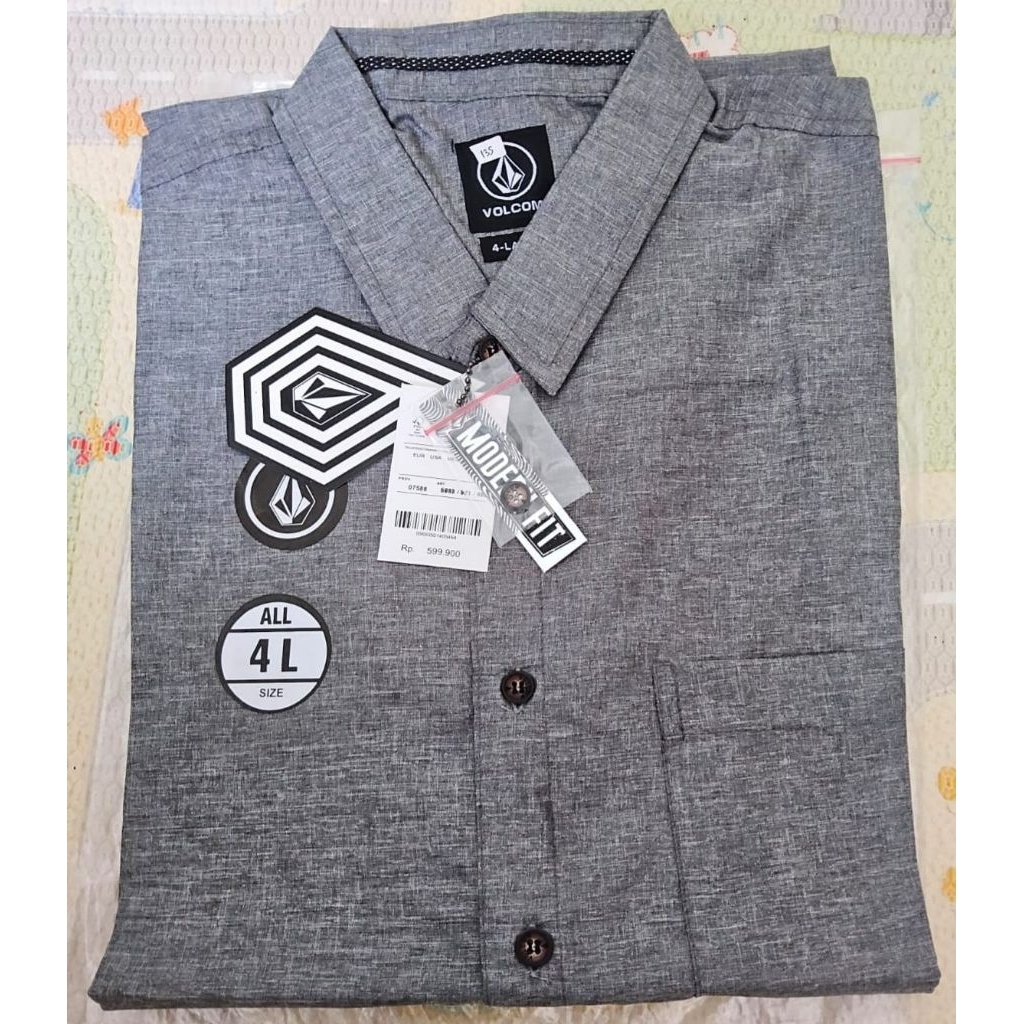 Kemeja Volcom Original Full Gray uk. 4L