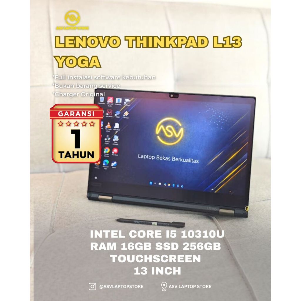LENOVO THINKPAD L13 YOGA CORE I5 10310U RAM 16GB SSD 256GB TOUCHSCREEN 13 INCH LAPTOP 2 IN 1 CONVERT