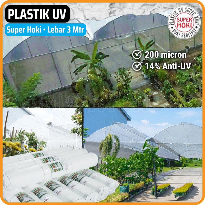 Plastik UV Greenhouse, SUPER HOKI, 200 micron, 14% Anti-UV, Lebar 3 Meter