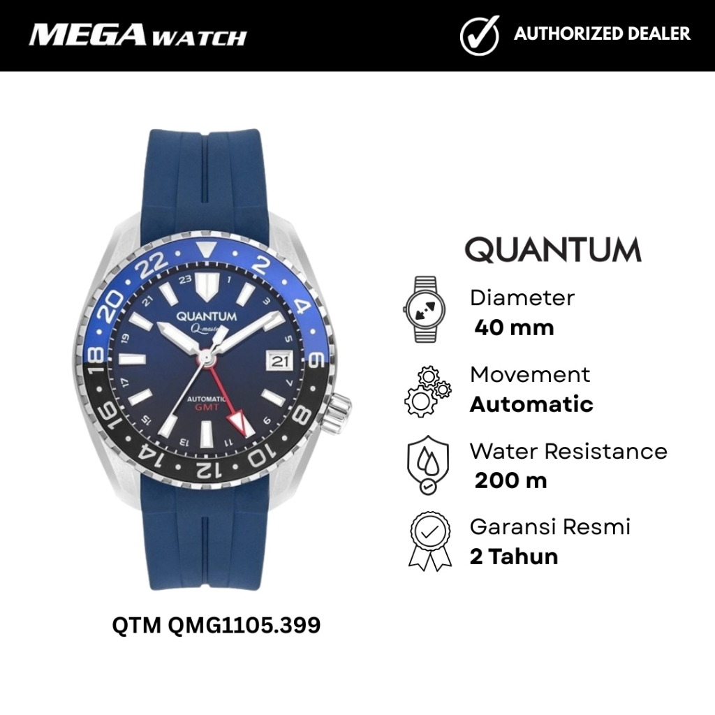 Jam Tangan QUANTUM Q-Master Pria Original QTM QMG1105.399 Blue Black Dial