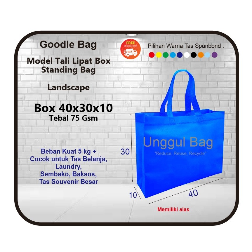 TAS SPUNBOND BOX LANDSCAPE 40X30X10 / TAS GOODIE BAG TAS SPUNBOND SOUVENIR