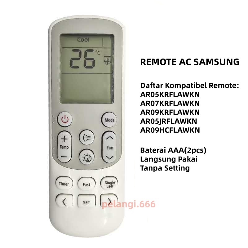 Remote AC Remot Pengganti Untuk AC Samsung AR05KRFLAWKN AR07KRFLAWKN AR09KRFLAWKN DLL