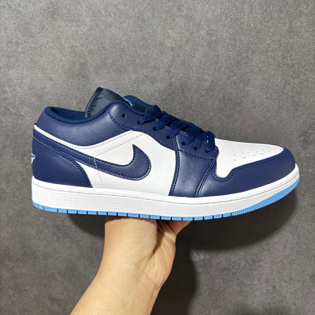 Sepatu Air Jordan 1 Low Navy Putih Biru Muda Pria Wanita Premium Anti Slip