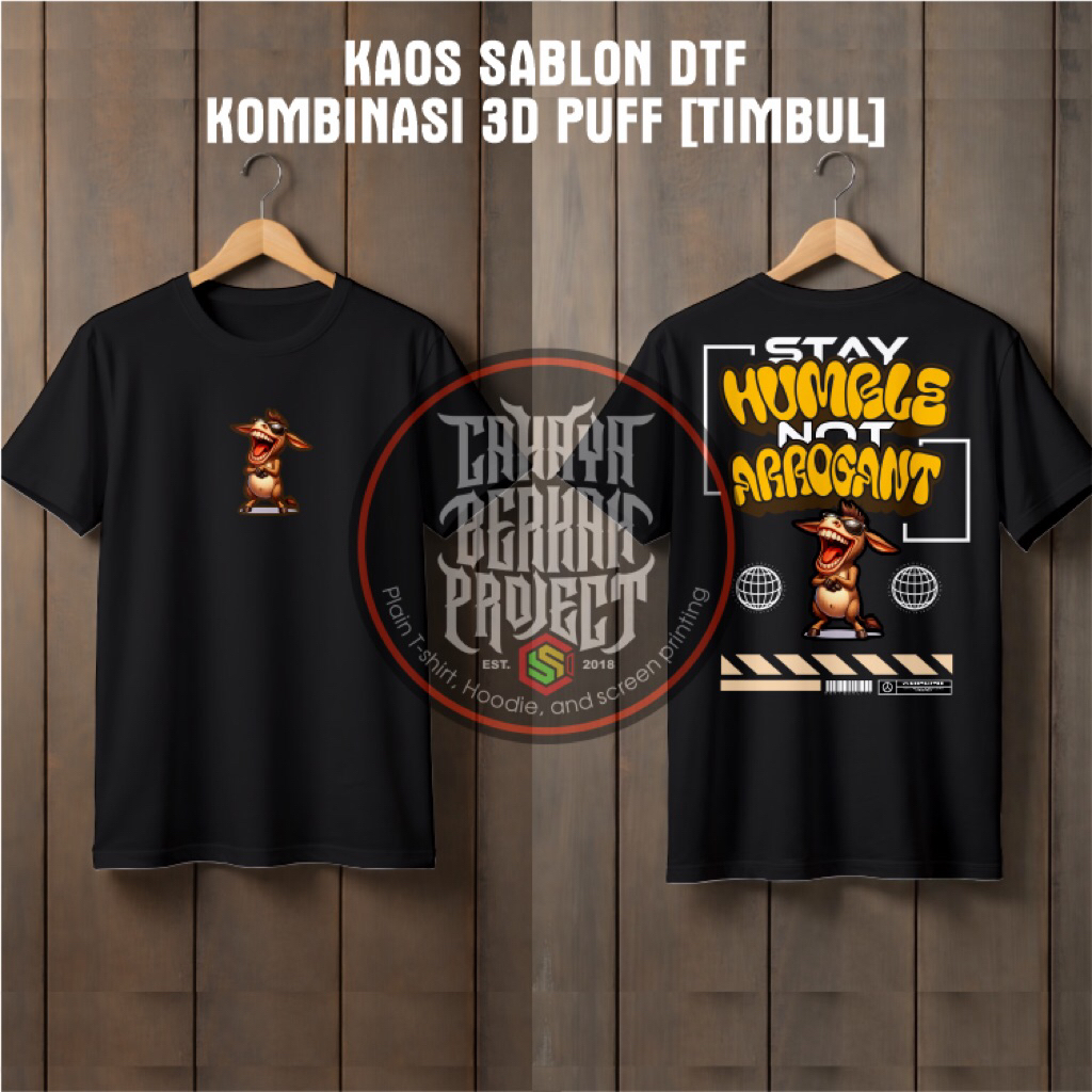 kaos distro kata kata tshirt sablon timbul 3d puff foam BCXM