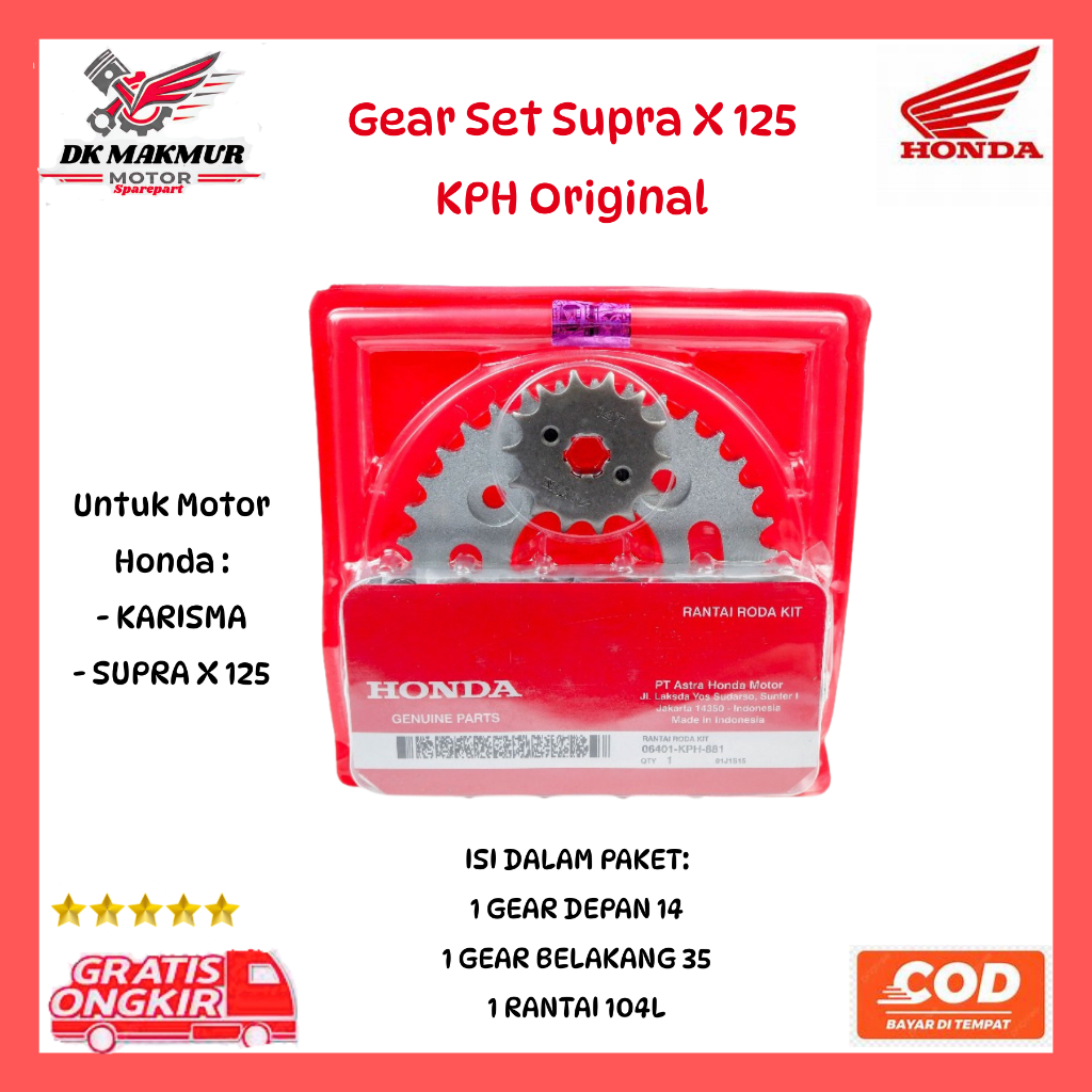 Gear Set Supra X 125 KPH Original | Gir Set Supra 125 Rantai Sprocket Awet