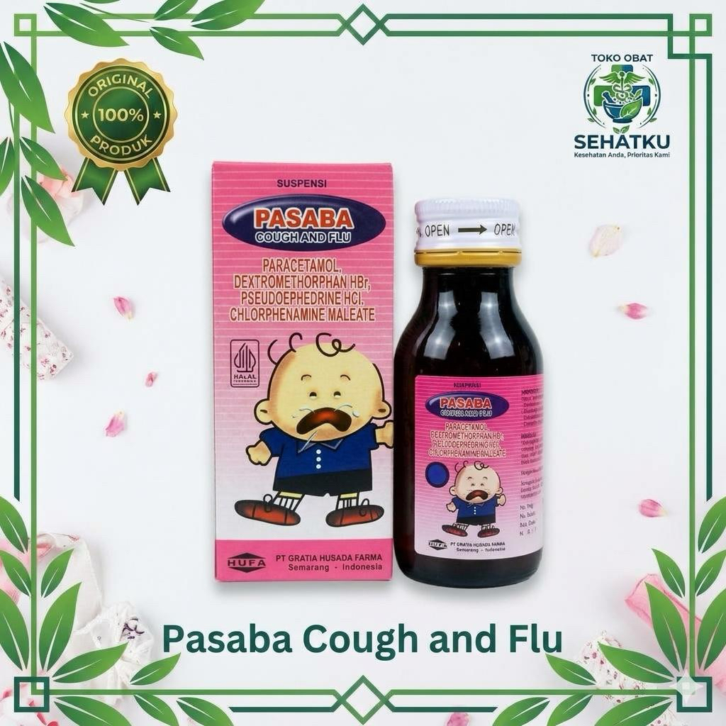 Pasaba Cough and Flu Syrup 60ml - Obat untuk Mengatasi Batuk dan Pilek disertai Demam pada Anak Orig