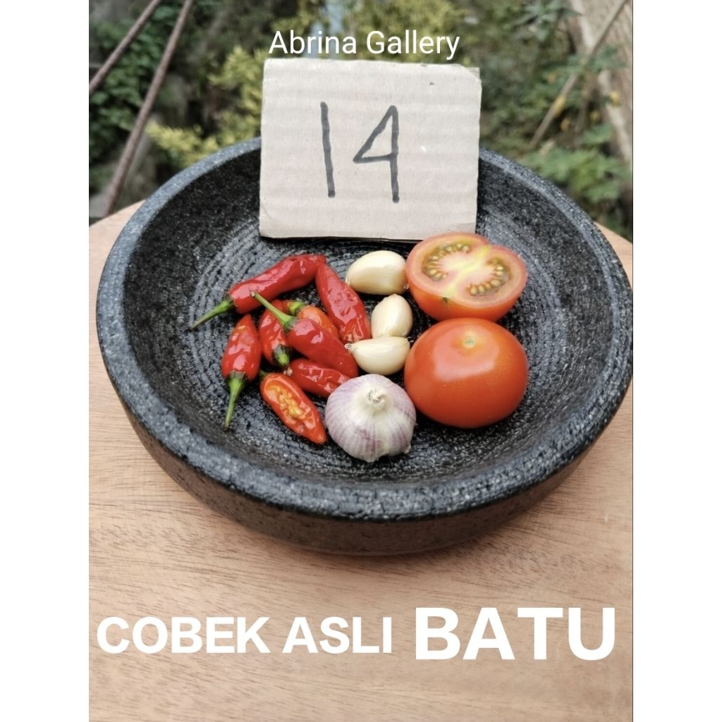 Cobek Batu Andesit Asli 14cm - Anti Karat, Anti Jamur, Kuat, Anti Luntur, dan Tahan Lama