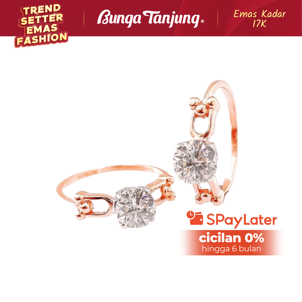 CINCIN TUNANGAN LUXURY SOLITAIRE - EMAS 17K - BUNGA TANJUNG GOLD