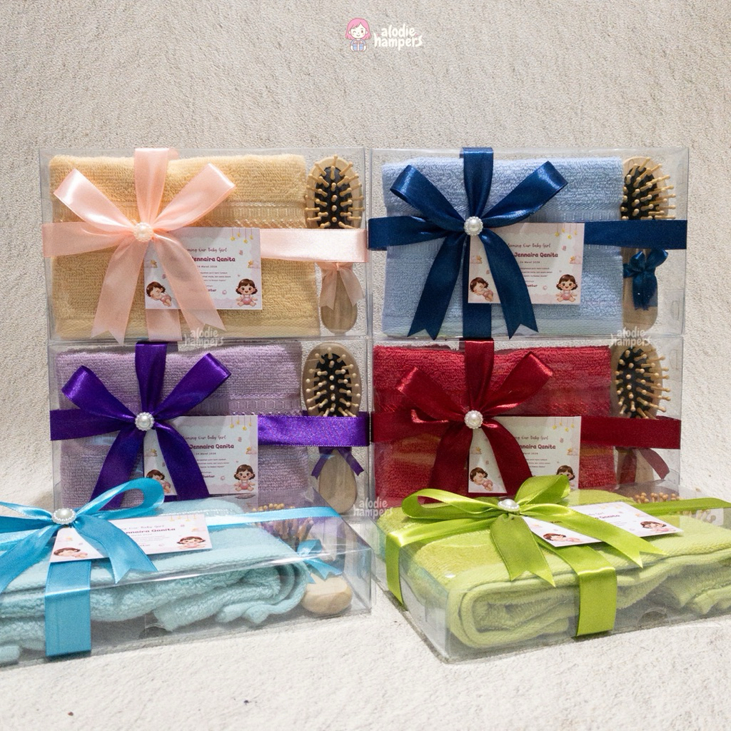 SOUVENIR HANDUK MERAH PUTIH 30x70 | SOUVENIR HANDUK PACKING MIKA | SOUVENIR KELAHIRAN BAYI | SOUVENI