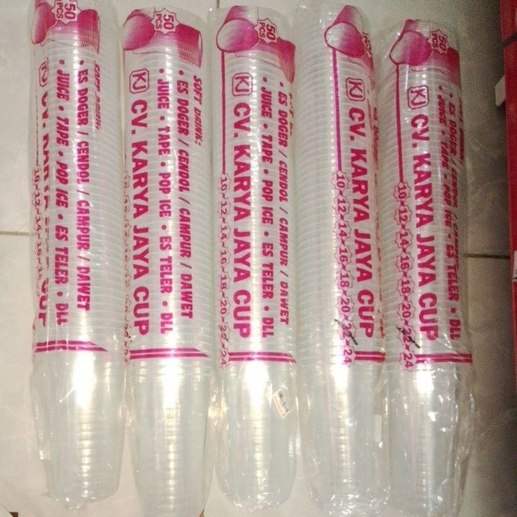 Cup Gelas 22 merk Karya Jaya - isi 50pcs/pack ( cup es teler, es buah, dawet, es doger )