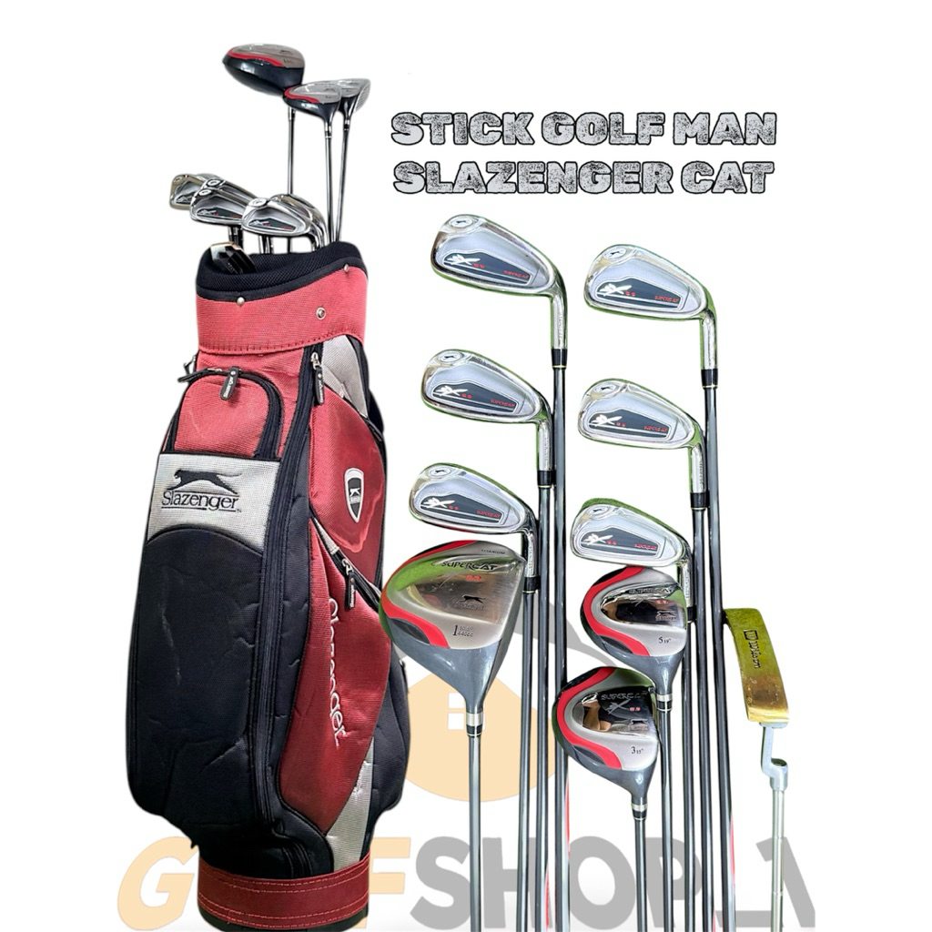 Stick Golf Man Slazenger Cat Golf Shaft Graphite Flek Reguler Fullset Bag Golf Second Original
