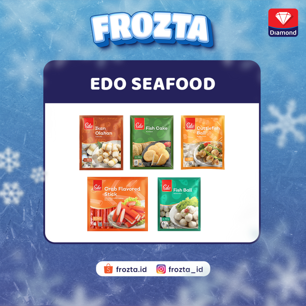 Frozen Food Makanan Beku Edo Sea FISH BALL, CUTTLE FISH BALL, CRAB STICK, CHIKUWA, FISH CAKE 250 GR