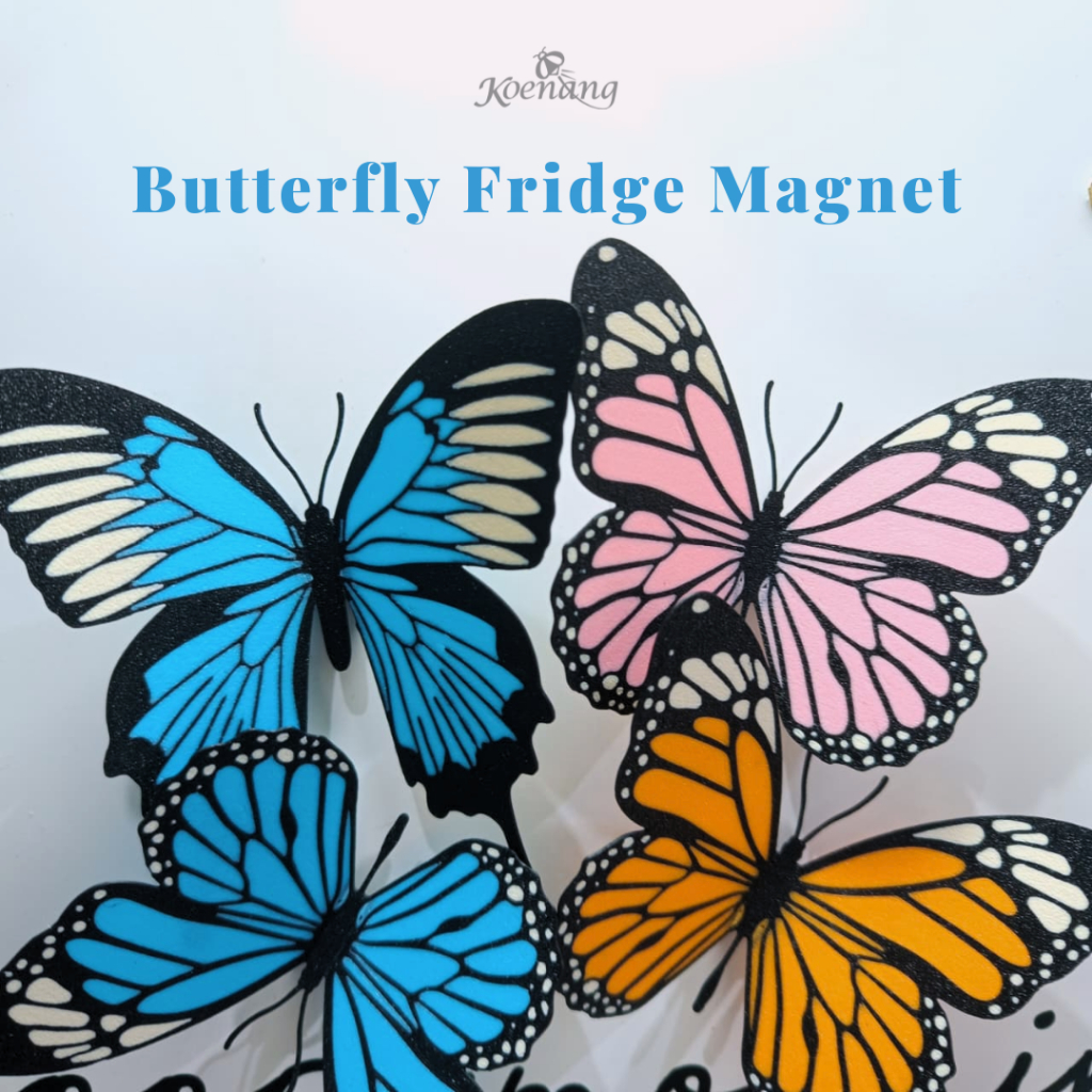 Magnet Kulkas Kupu Kupu Custom Warna | Butterfly Fridge Magnet Estetik 3D Print Unik | Dekorasi Temp