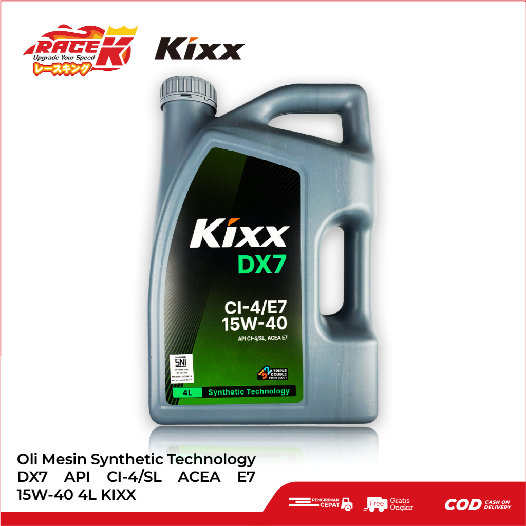 Kixx Oli Mesin Oil DX7 15W-40 API CI-4/SL ACEA E7 Synthetic Technology 4 L 4000 ml