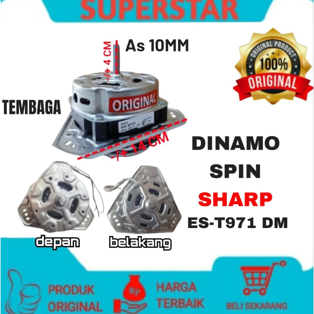dinamo pengering mesin cuci SHARP ES-T971 DM as 10mm original