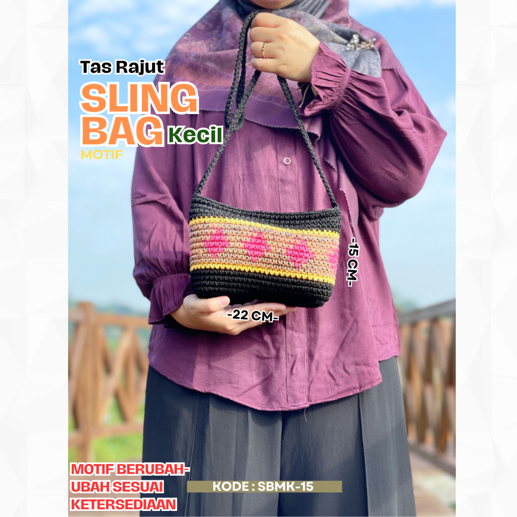 Tas Rajut Wanita - Sling Bag Motif Kecil