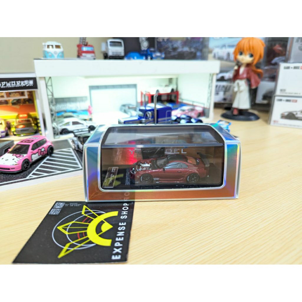 Ym Model 1/64 Toyota Supra JZA80 Matel Red Carbon Hood Openable resin model