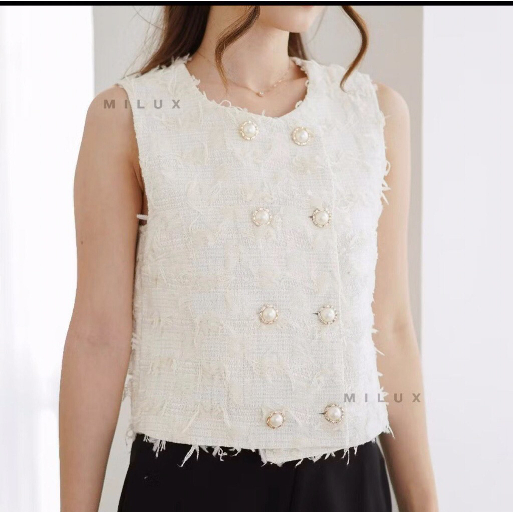 Vest Outer Wanita Tweed