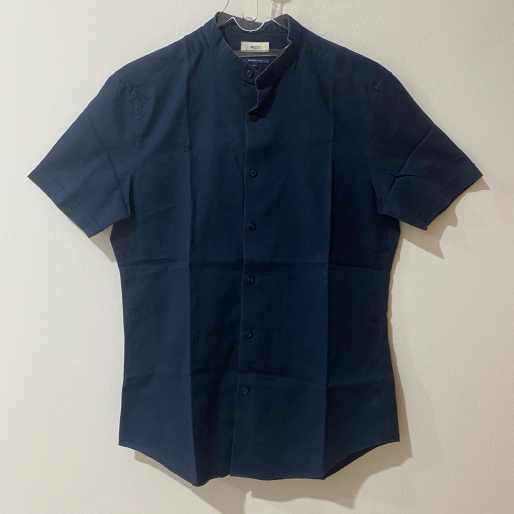 G2000 Men Navy Blue Short-sleeve Button-up Shirt