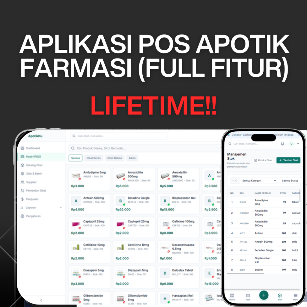 Software Aplikasi POS Apotik dan Farmasi - Manajemen Stok, Obat - Klinik Apotek Apotik