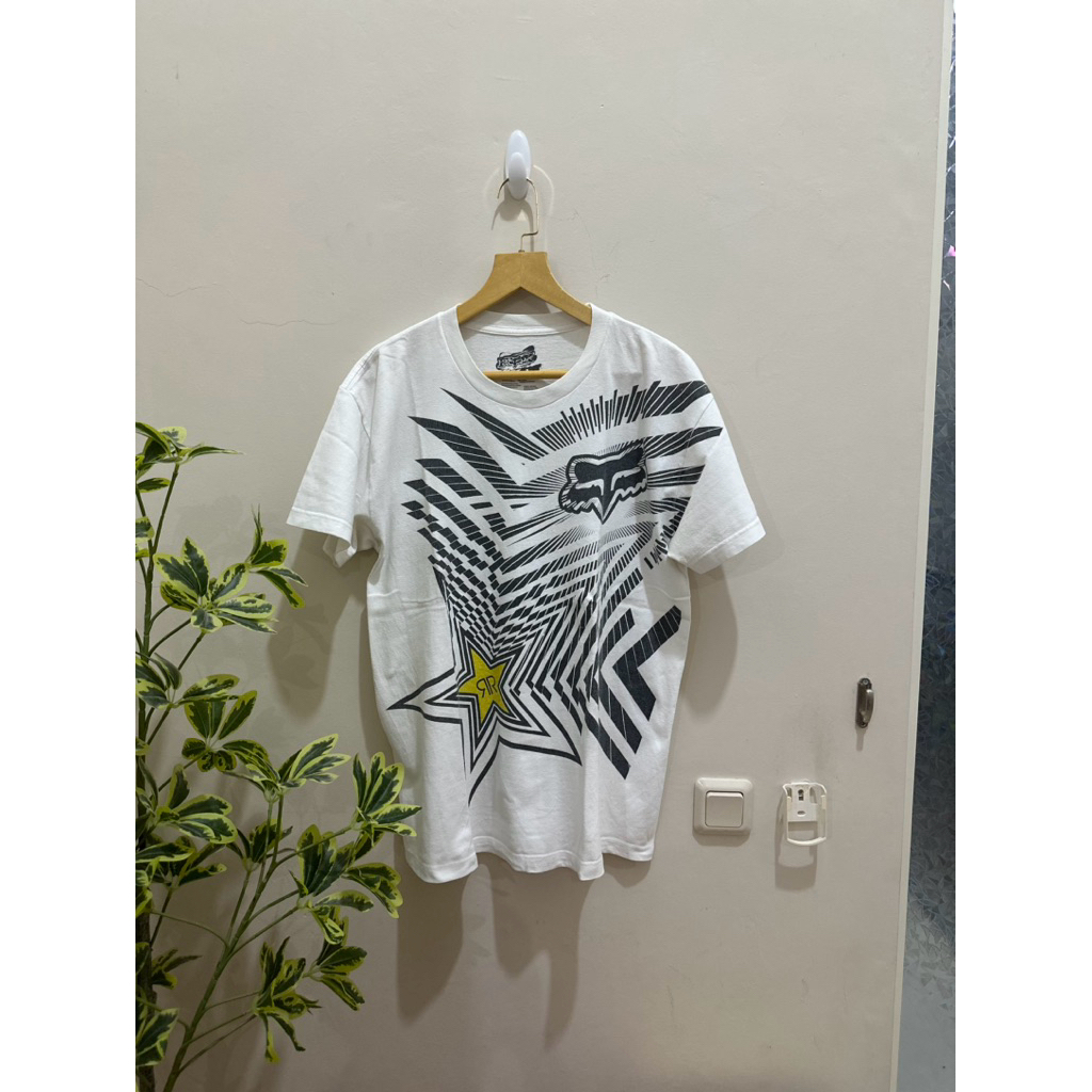 Kaos Vintage Y2K Fox Racing RockStar Energy Drink Shirt Original Build Up Preloved