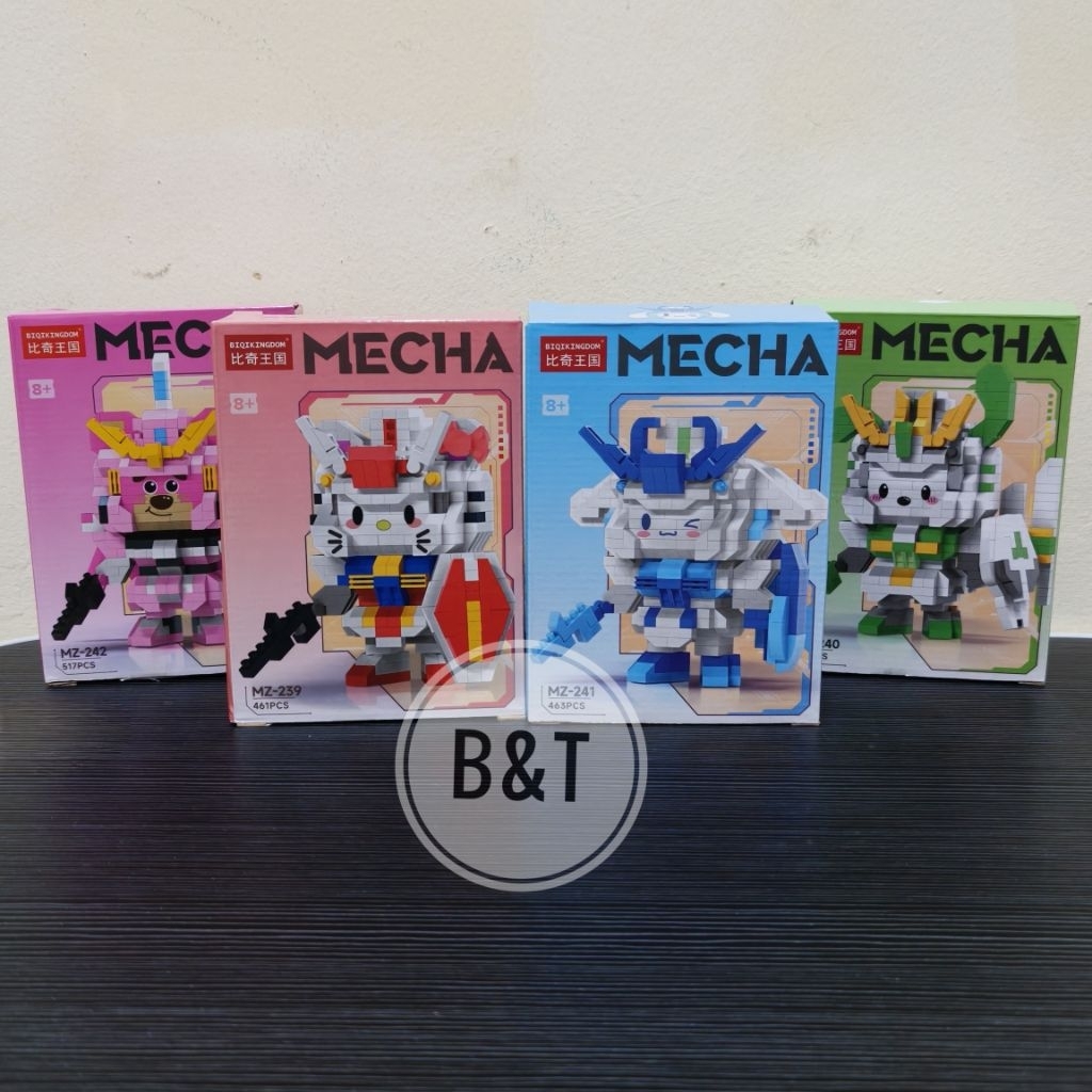 brick Mecha brick Gundam Sanrio Lego mainan pasang bentuk Sanrio gundam