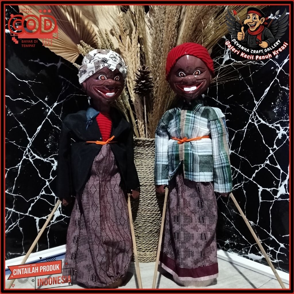 Wayang Golek Lupit & Slenteng 47cm – Bisa Satuan | Bonus Stand Tatakan