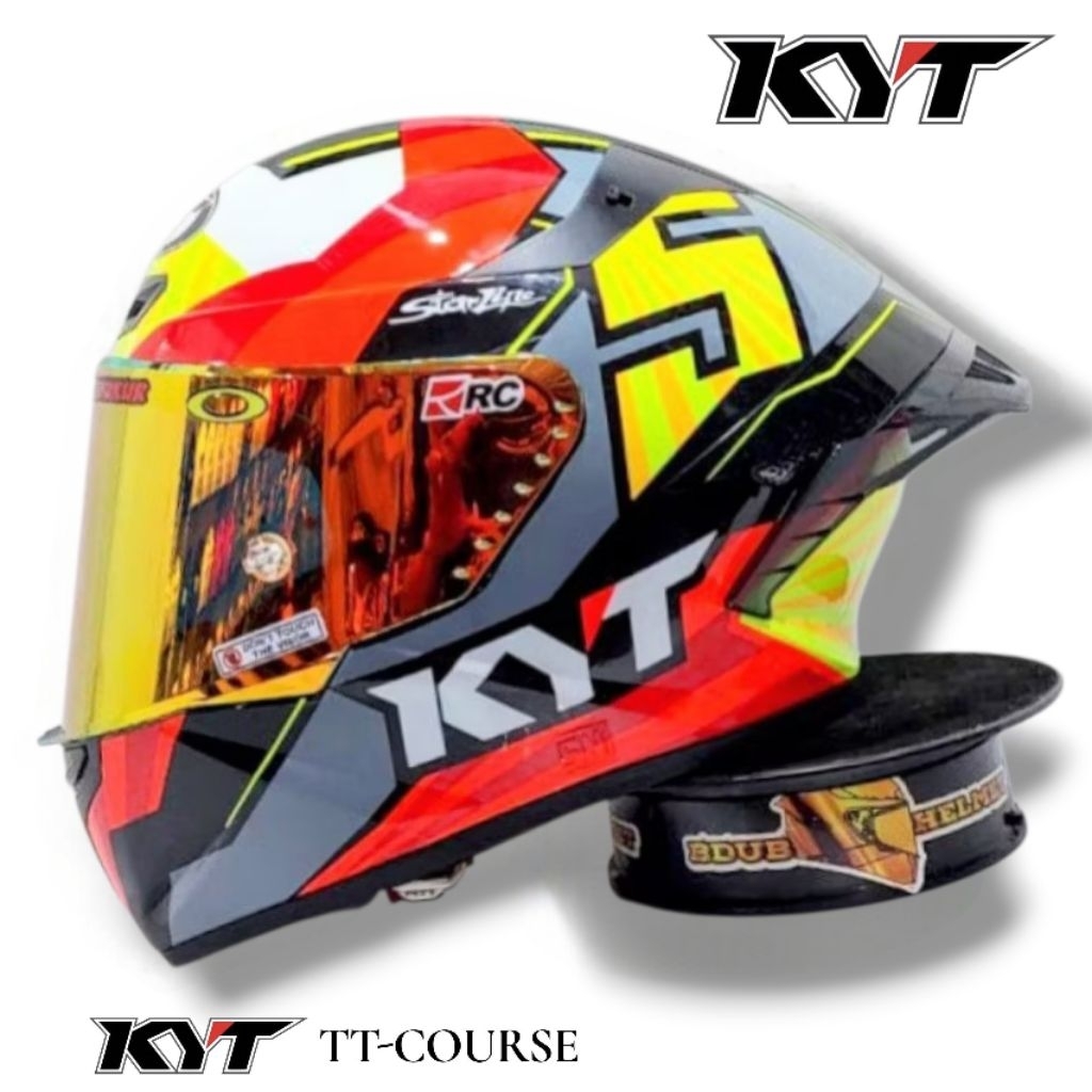 Helm full face KYT TT Course Jaume masia paket ganteng spoiler 3D Original KYT