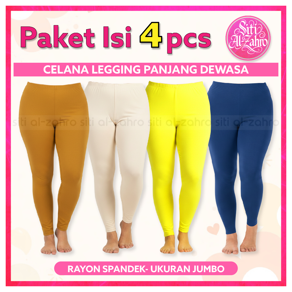 Paket Hemat Isi 4 pcs Legging Panjang Jumbo Wanita Dewasa Lembut dan Nyaman Untuk Olahraga dan Dalem