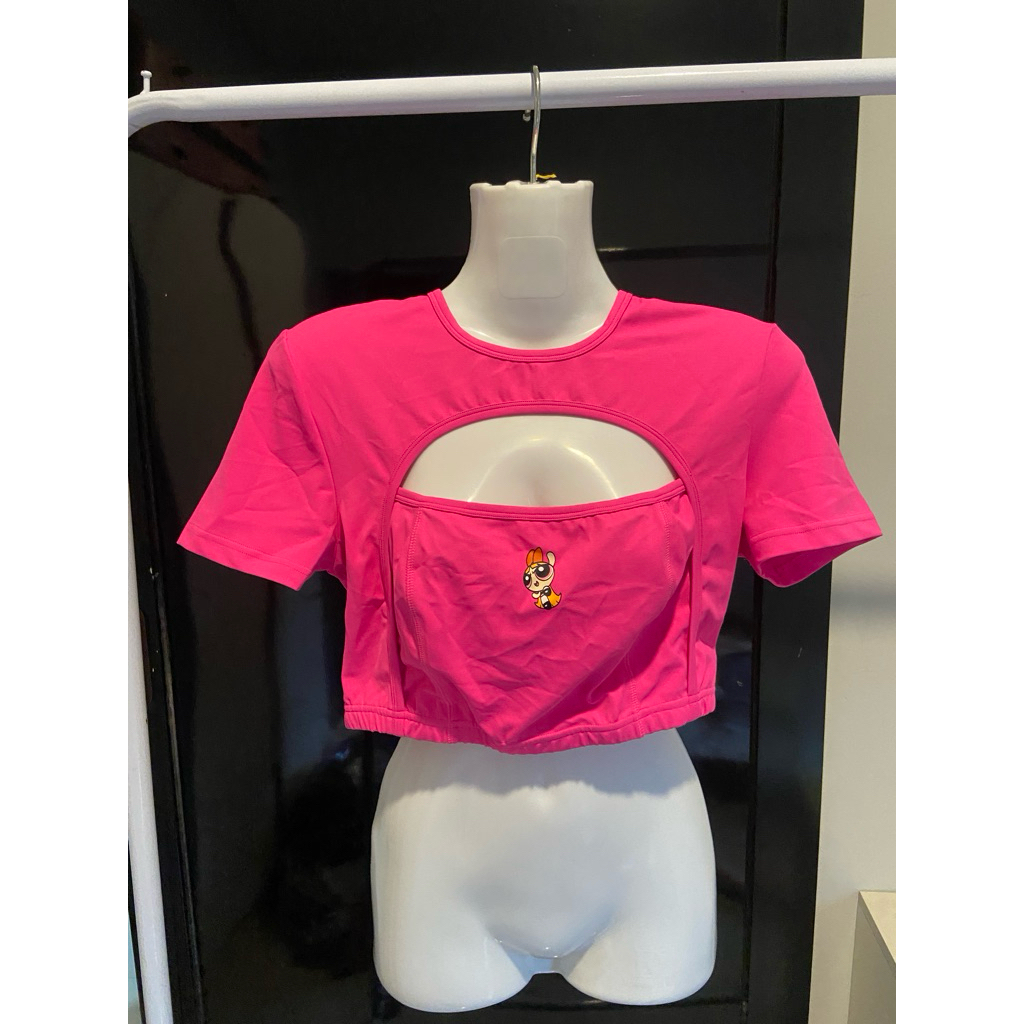 pomelo x powerpuff girls cut out top pink fuschia baju olahraga