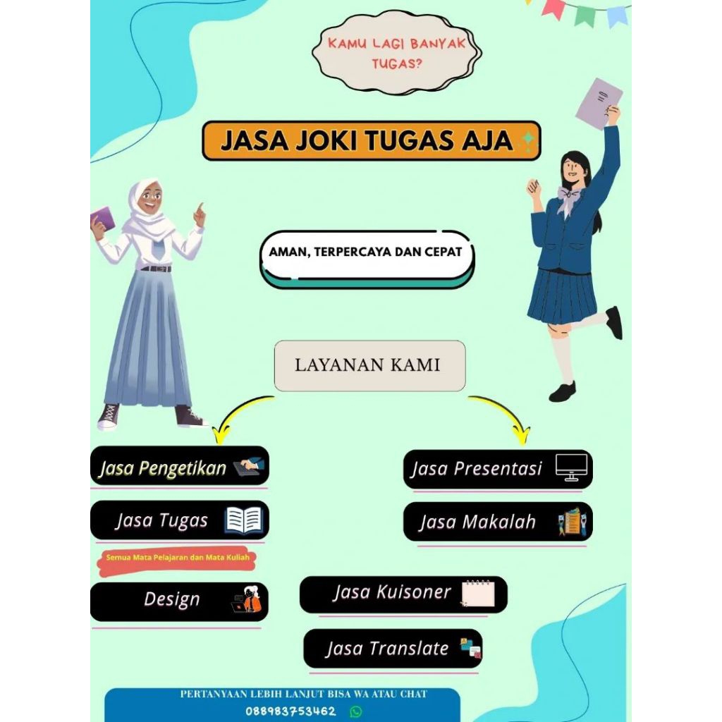 Joki Tugas; Makalah, Presentasi, Desain, Web, Tugas Mata Pelajaran, Tugas Ketik,  dll