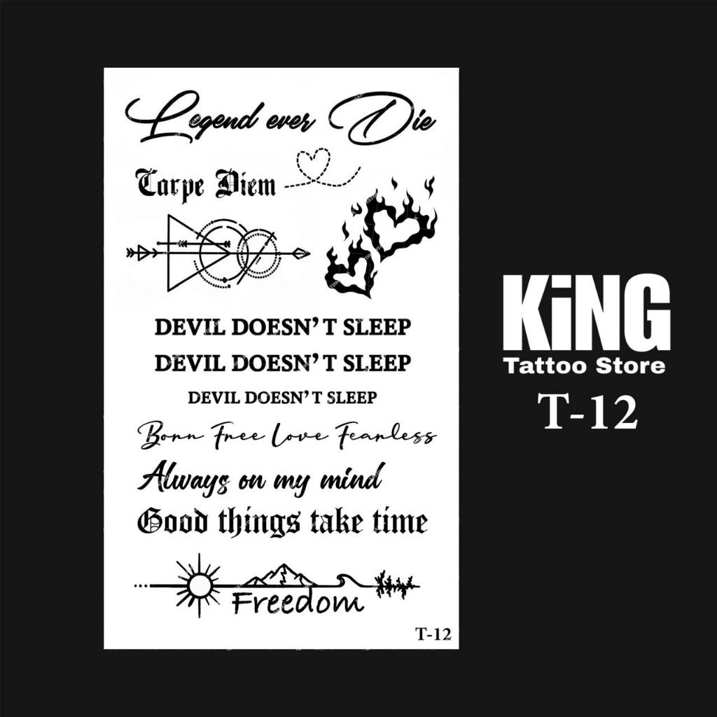 KINGTATO - Sticker tattoo temporary semi permanen anti air motif Tulisan 12