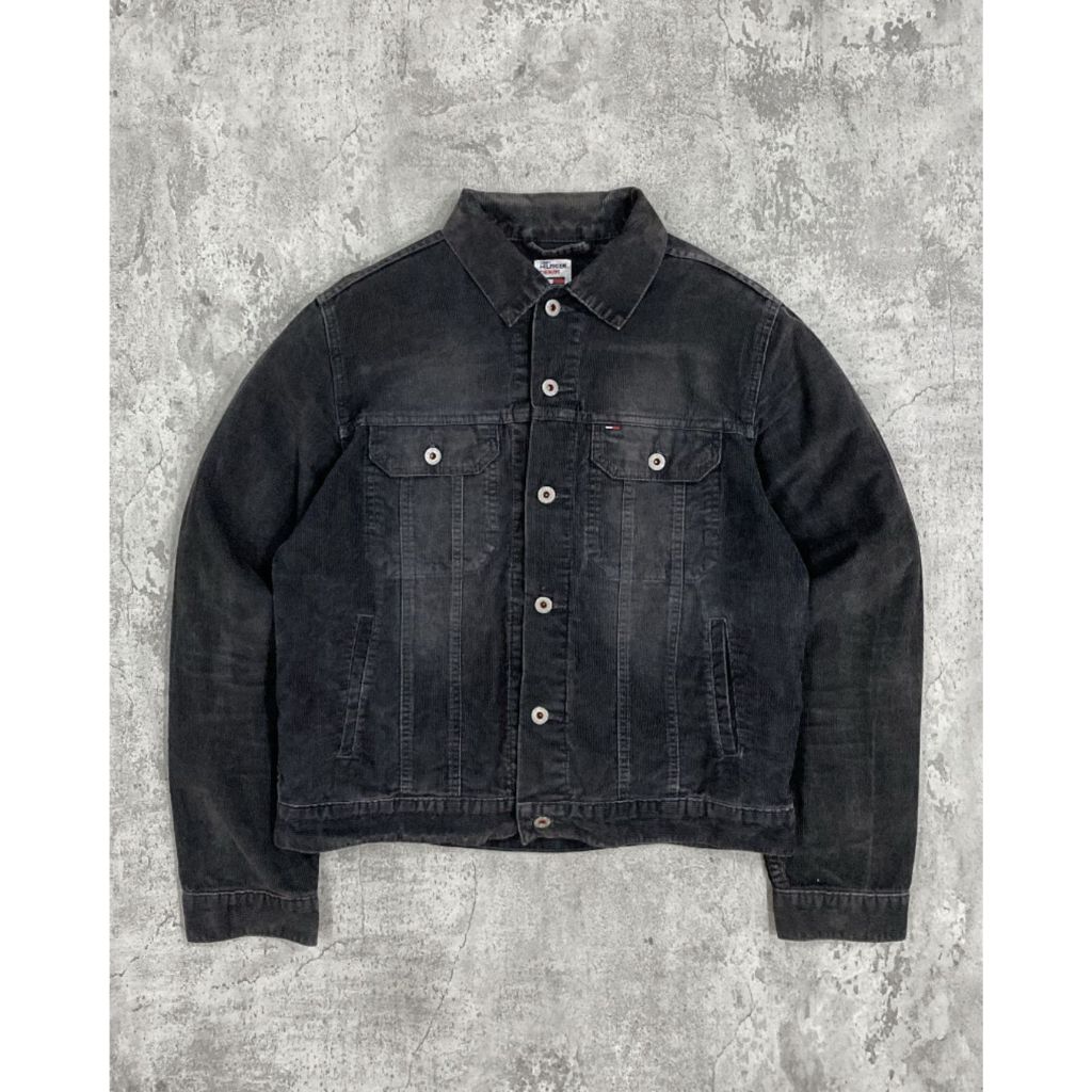 Vintage Tommy Hilfiger Denim Sun Faded Corduroy Black Jacket