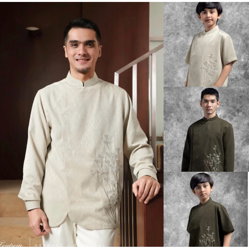 Linara - Ready Stok - Heylocal Kemeja Koko Beskap Bermotif Tentrem Lengan Panjang Savana & RIMBA