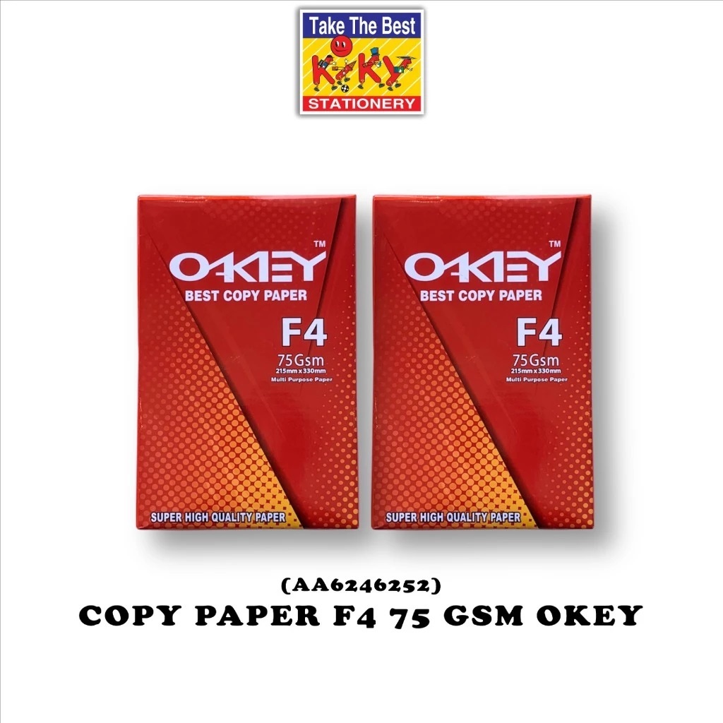 (1 RIM) HVS Okey F4 / Kertas HVS Okey F4 / HVS Okey Ukuran Folio 75GSM