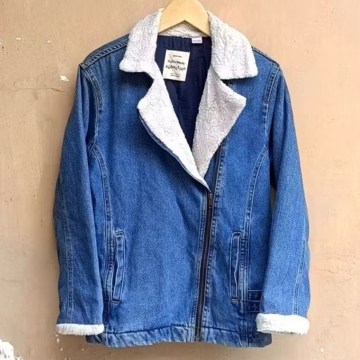 jacket denim sherpa ramones zara vintage