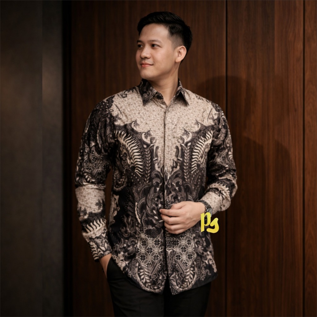 Alexander Mocca Kemeja Panjang Baju Batik Pria Lengan Panjang Batik Pria Premium Seragam Batik Kanto