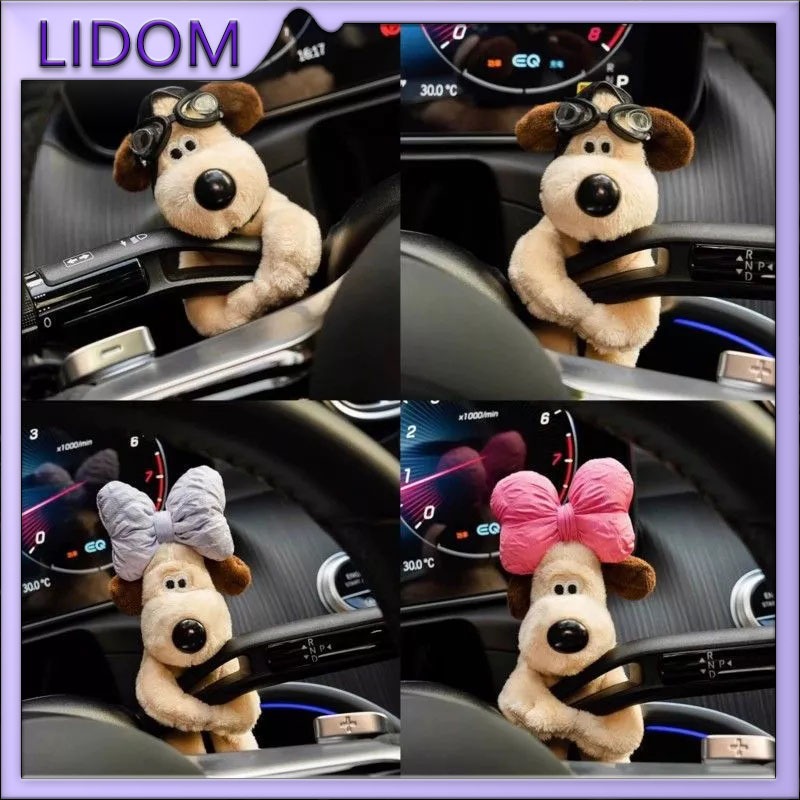 Boneka Anjing Mobil Boneka Anjing Lucu untuk Stir Mobil Umum Aksesoris Interior Mobil