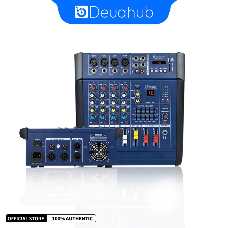Deuahub PMX402D Powered Mixer Audio Mixer Amplifier With Equalizer 4-Channel Built-In EQ/Recording