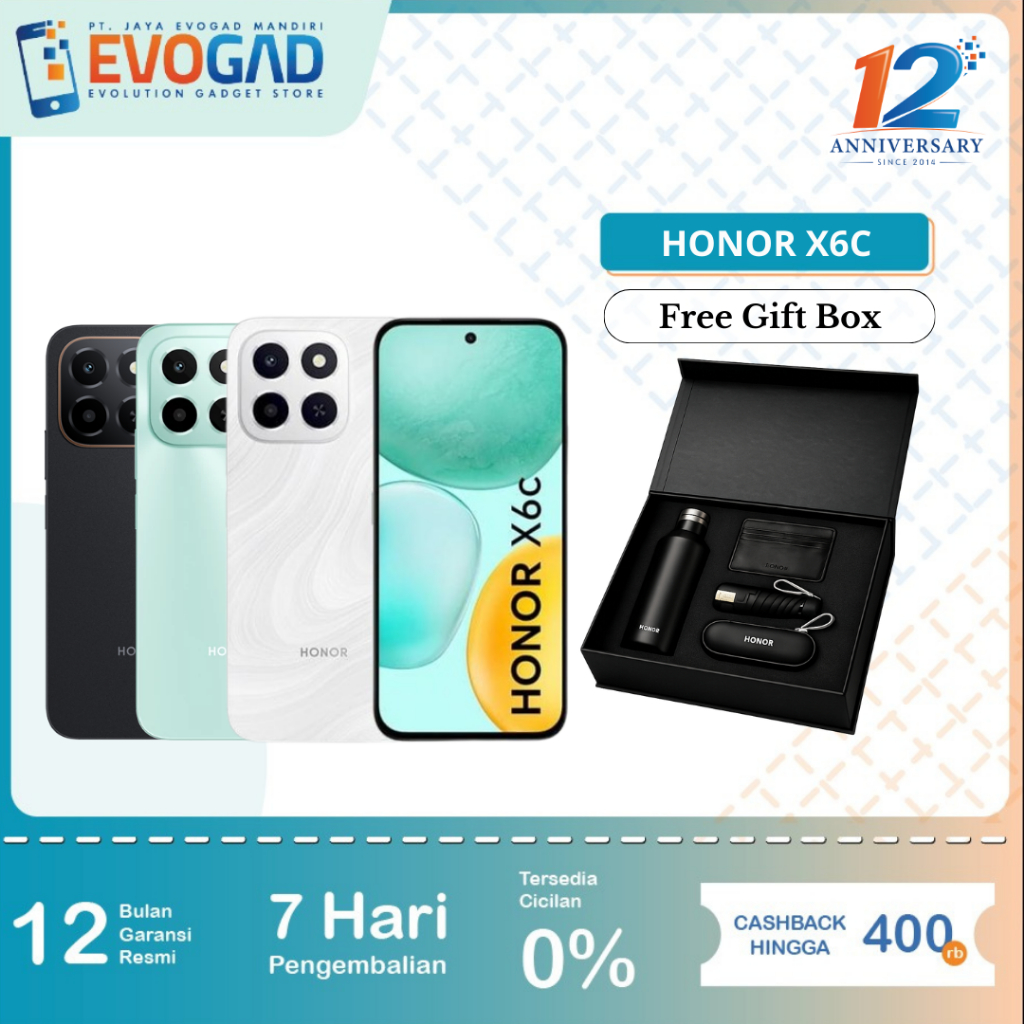 Honor X6C 6/256GB NFC MediaTek Helio G81 Ultra, 5300mAh 35W | Garansi Resmi Honor Indonesia 1 Tahun